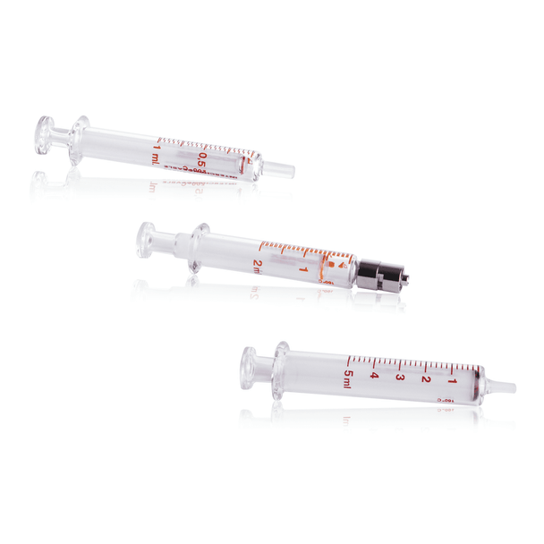 SOCOREX DOSYS All-Glass Syringe, Glass Luer Nozzle, 0.2 - 5 mL, Case of 3