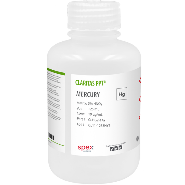 Mercury, 10 ug/mL (10 ppm) for ICP-MS, 125 mL