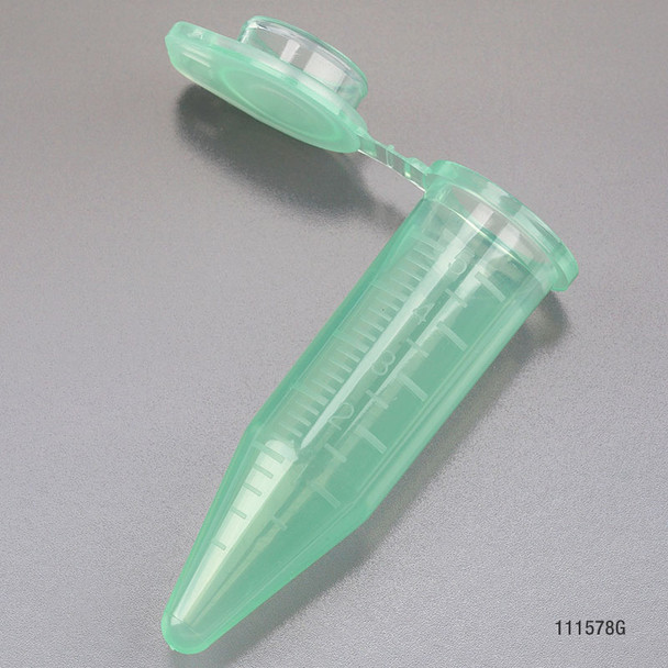 5mL Diamond Midi Centrifuge Tube, PP, Attached Snap Cap, Graduated, Green, 50/Bag, 4 Bags/Unit, 200/case