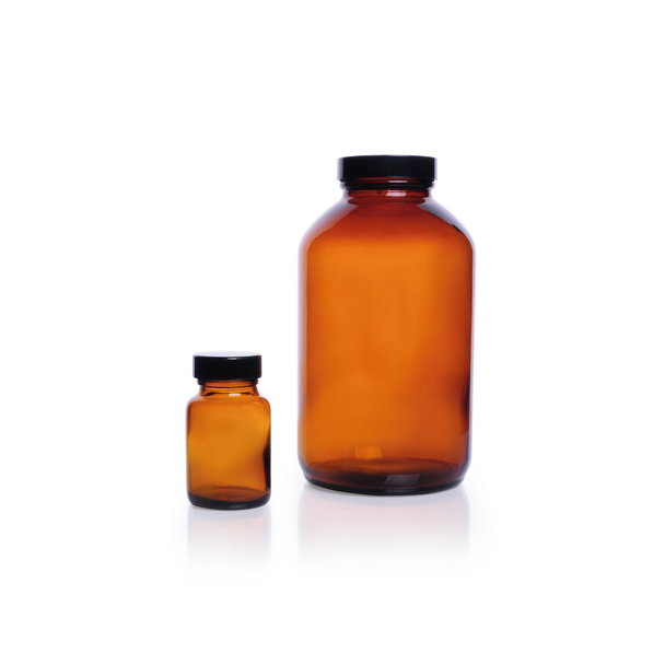 KIMBLE Amber Glass Wide-Mouth Packer Bottles, Convenience Packs (Caps Attached), CS 36, 5223253C-23