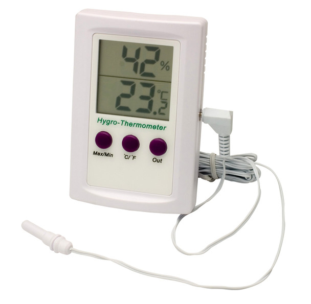 H-B DURAC DUAL ZONE ELECTRONIC THERMOMETER-HYGROMETER; 0/50C (32/122F) AND -50/70C (-58/158F) RANGES