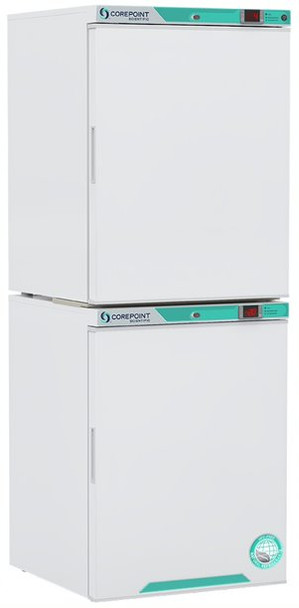 Corepoint Scientific White Diamond Series Refrigerator & Freezer Combination, 10 Cu. Ft., Solid Door Refrigerator/Solid Door Freezer