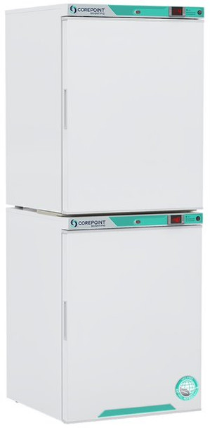 Corepoint Scientific White Diamond Series Refrigerator & Freezer Combination, 10 Cu. Ft., Solid Door Refrigerator/Solid Door Freezer (-40)