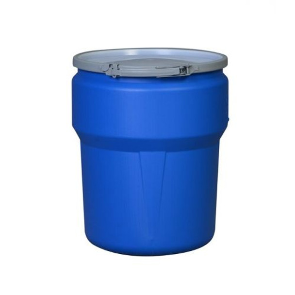 Lab Pack Open Head Poly Drum, 14 Gallon, Metal Lever-Lock, Blue