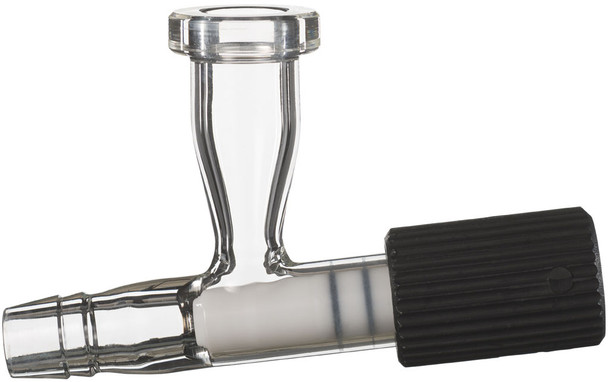 Glass Drain Port With PTFE Valve For Ai Receiving Flasks, with PTFE open/close valve