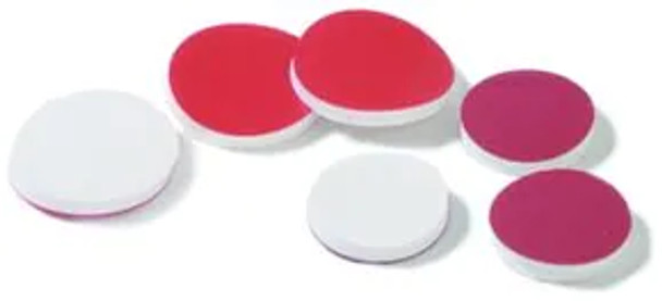 Septa, red PTFE/Silicone, thickness 9 mm x 1.0 mm, pkg of 100 ea