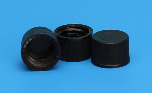 8-425mm Solid Top, Black Polypropylene Caps Unlined, 100/EA