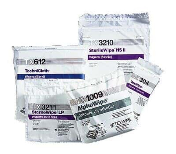 Texwipe TX612 Low-particulate wipes, 12" x 12", 150/bag