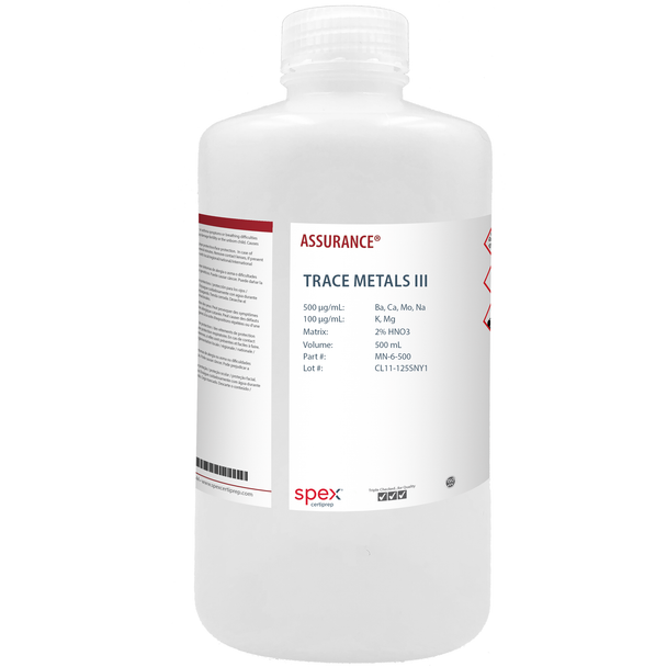 Assurance Grade Trace Metals III for AA & ICP in HNO3, 500mL