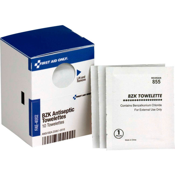 First Aid Only FAE-4002 SmartCompliance Refill BZK Antiseptic Wipes, 10/Box - Pkg Qty 24