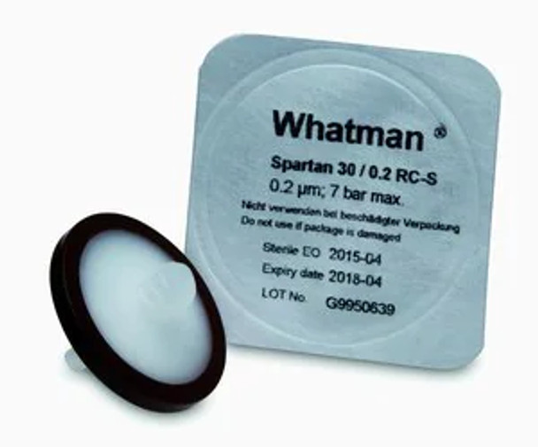 Whatman Spartan HPLC certified syringe filters Spartan 13 mm syringe filter, regenerated cellulose, 0.2 um, with Mini-Tip outlet, 100/pk