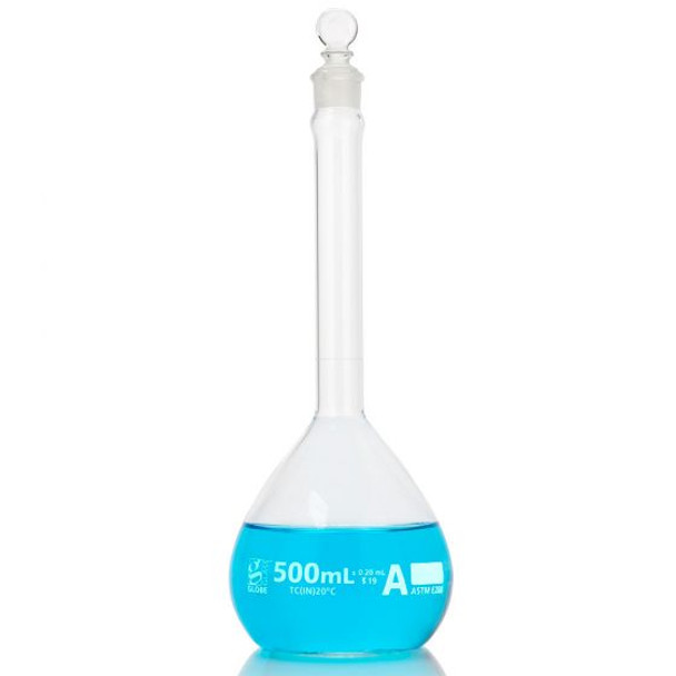 Flask, Volumetric , Globe Glass, 25mL, Class A, To Contain (TC), ASTM E288, 6/Box