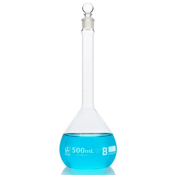 Flask, Volumetric , Globe Glass, 25mL, Class B, To Contain (TC), ASTME288, 6/Box