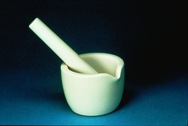 Coors porcelain mortar, O.D. Ã— H 120 mm Ã— 88 mm, capacity 420 mL