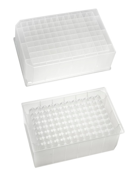 96 Deep Square Well,  2ml/well, Polypropylene, Pyramid Bottom, DNase/RNase Free, 50/case