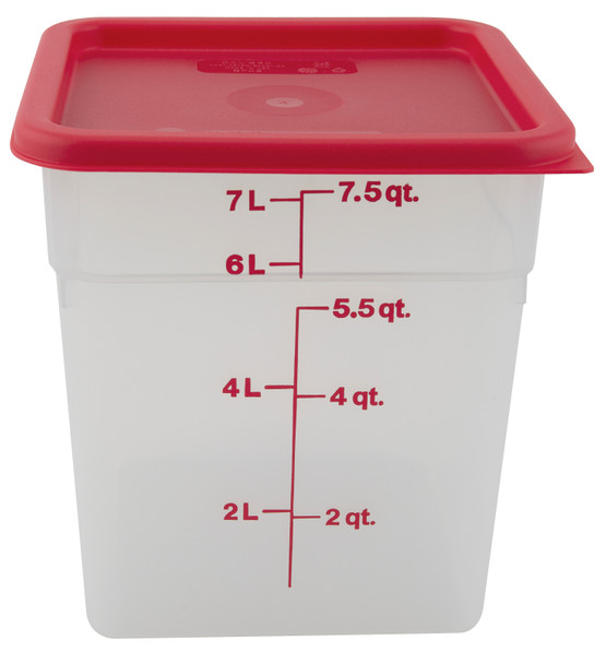 Translucent PP Square Containers with HDPE Lids, 8Qt CS/6