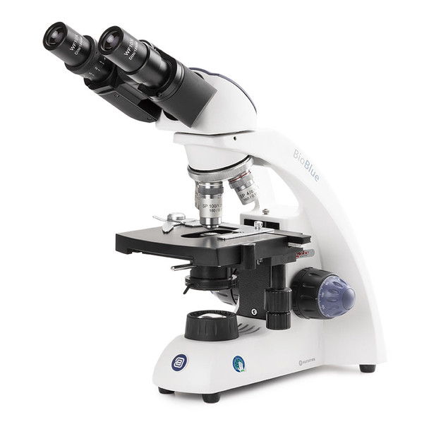 BioBlue binocular microscope, SMP 4/10/S40/S100x objectives with mechanical stage and 1W NeoLED cordless illumination