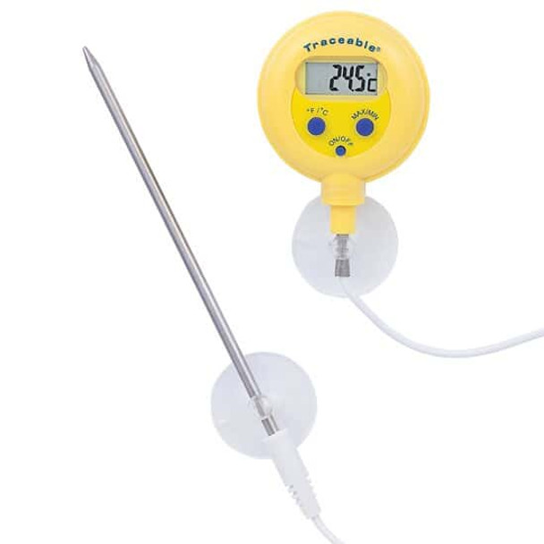 Traceable Waterproof Remote Probe Thermometer with Calibration, ±1C accuracy (-20 to 100C); 1 Stainless Steel Probe