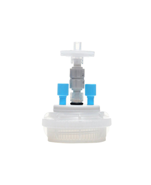 ChromCap 300 HPLC Solvent Reservoir VersaCap GL45 System with Class VI PTFE Adapter and Safety Air Inlet Valve, Cap-Only, Two (2x) Ports- OD Tubing-3.2 mm (1/8) or 1.6 mm (1/16), 1/EA