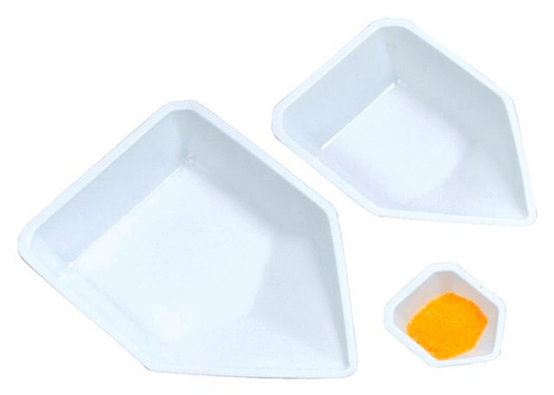 Pour Boat Weighing Dishes, medium, white polystyrene (Anti-static), pk of 500