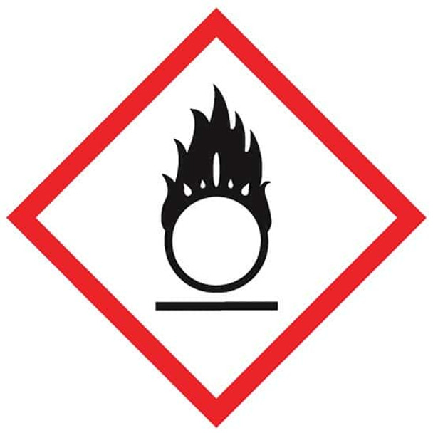 Accuform LZH602EV2 GHS Label, Flame Over Circle Pictogram, 1" x 1", adhesive poly, 250/roll