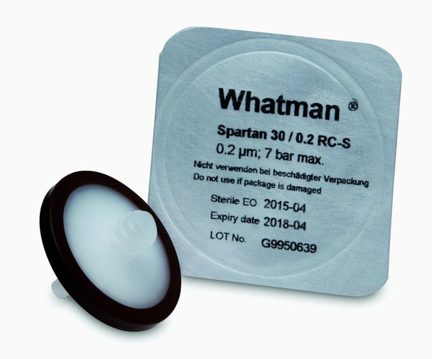 Whatman Spartan HPLC certified syringe filters Spartan 30 mm syringe filter, regenerated cellulose, 0.45 um, 50/pk