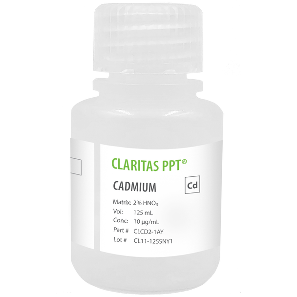Claritas PPT Grade Cadmium, 10 ug/mL (10 ppm) for ICP/ICP-MS in HNO3, 125 mL