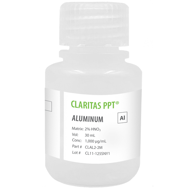 Claritas PPT Grade Aluminum, 1,000 ug/mL (1,000 ppm) for ICP-MS in HNO3, 30 mL