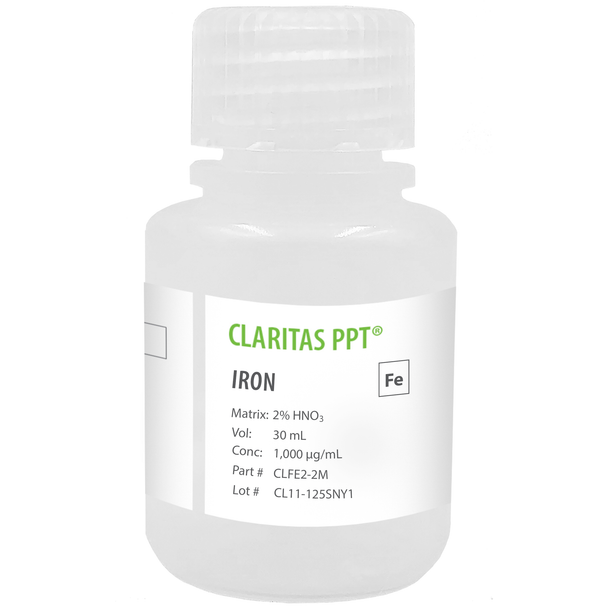 Claritas PPT Grade Iron, 1,000 ug/mL (1,000 ppm) for ICP-MS in HNO3, 30 mL