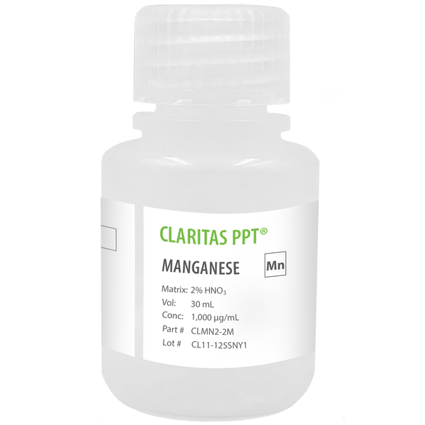 Claritas PPT Grade Manganese, 1,000 ug/mL (1,000 ppm) for ICP-MS in HNO3, 30 mL