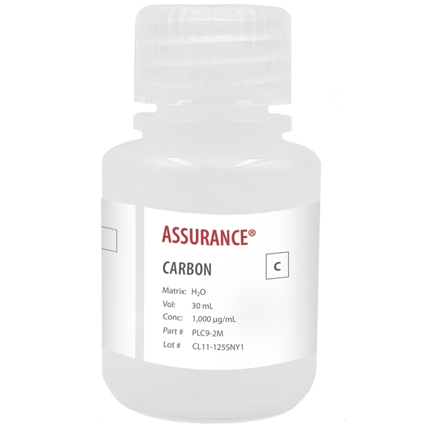 Assurance Grade Carbon, 1,000 ug/mL (1,000 ppm) for AA and ICP in H2O, 30 mL