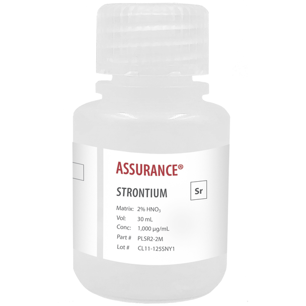 Assurance Grade Strontium, 1,000 ug/mL (1,000 ppm) for AA and ICP in HNO3, 30 mL