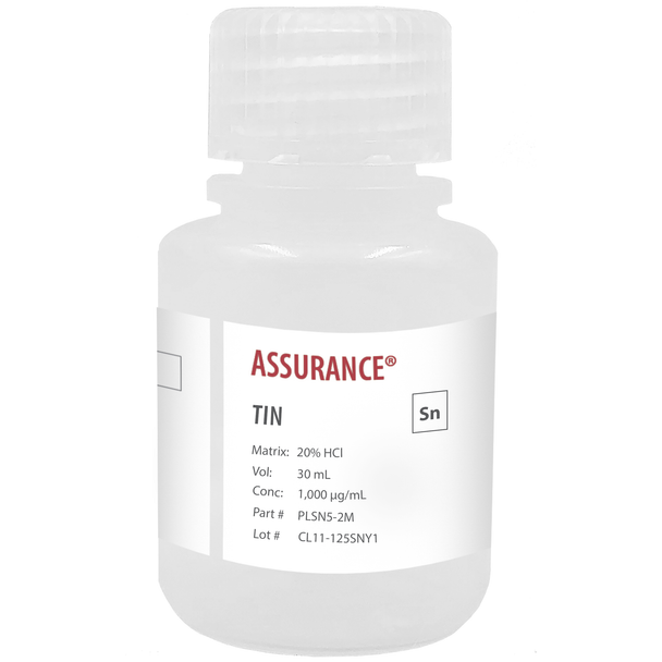Assurance Grade Tin, 1,000 ug/mL (1,000 ppm) for AA and ICP in HCl, 30 mL
