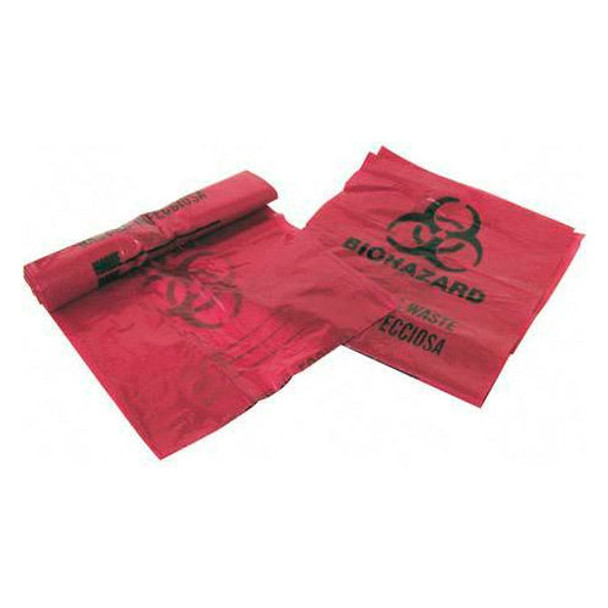 Medegen Infectious Waste Disposal Bags, 3 Gallon, 1.25 mil, 14 x 18.5, Red, 200/Box