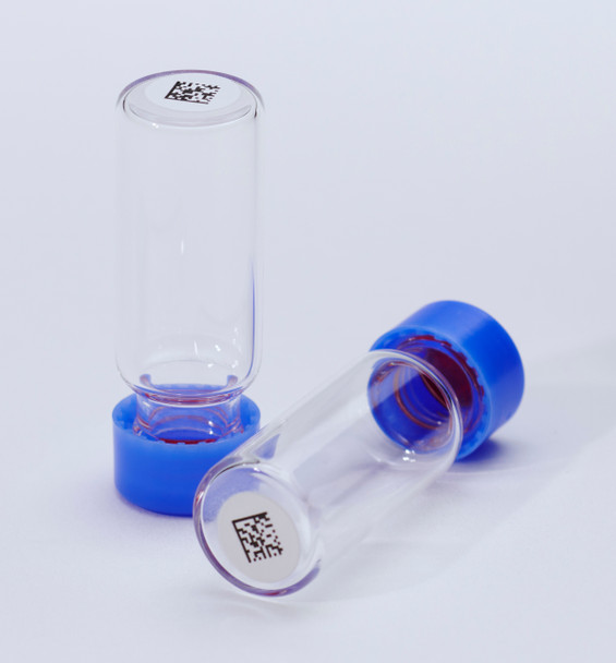 PreBarcoded 2mL Clear with 9mm Solid Silicone Cap - 2D Bottom Barcode Vials