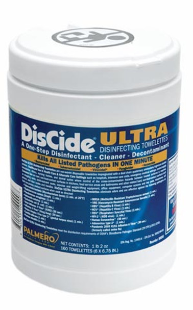 DisCide Ultra Towelettes, 160ct/can, 12can/cs (30 cs/plt) (US SALES ONLY)