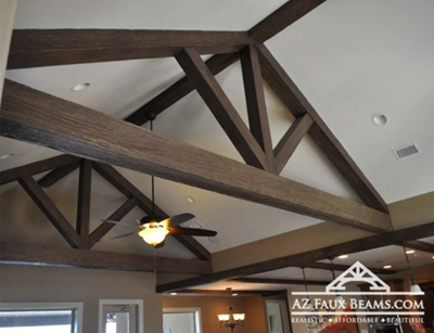 intricate truss design installed in a living room