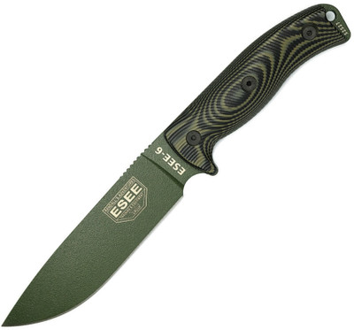ESEE-6 OD Green Blade, OD Green/Black G-10 3D Handle