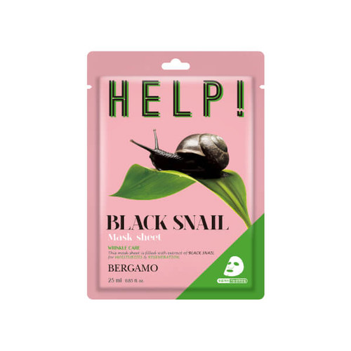 BERGAMO HELP! BLACK SNAIL regenerirajuća sheet maska za lice s puževom sluzi, 25 ml