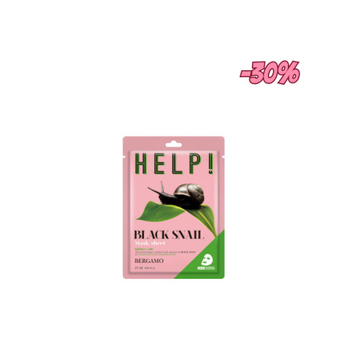 BERGAMO HELP! BLACK SNAIL regenerirajuća sheet maska za lice s puževom sluzi, 25 ml
