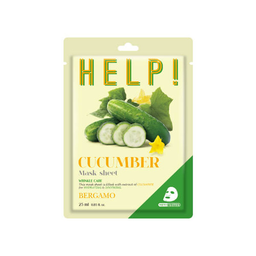 BERGAMO HELP! CUCUMBER osvježavajuća sheet maska za lice s ekstraktom krastavca, 25 ml