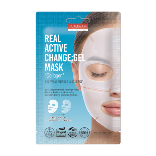 PUREDERM Real Active Change hidrogel maska za lice s kolagenom, 32 g