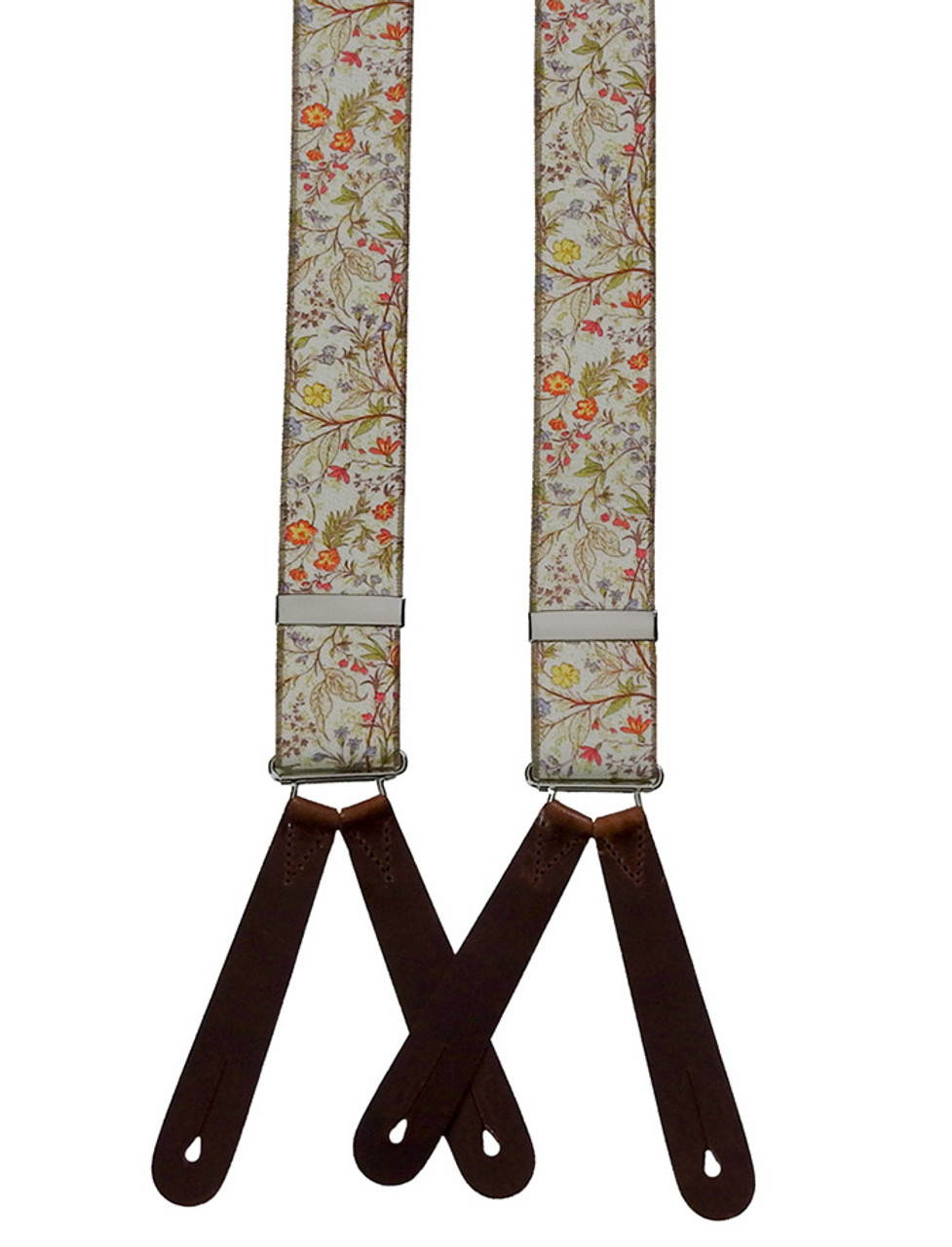 Floral Suspenders in Ivory, Wedding Mens Suspenders in Ivory Champagne  Cream