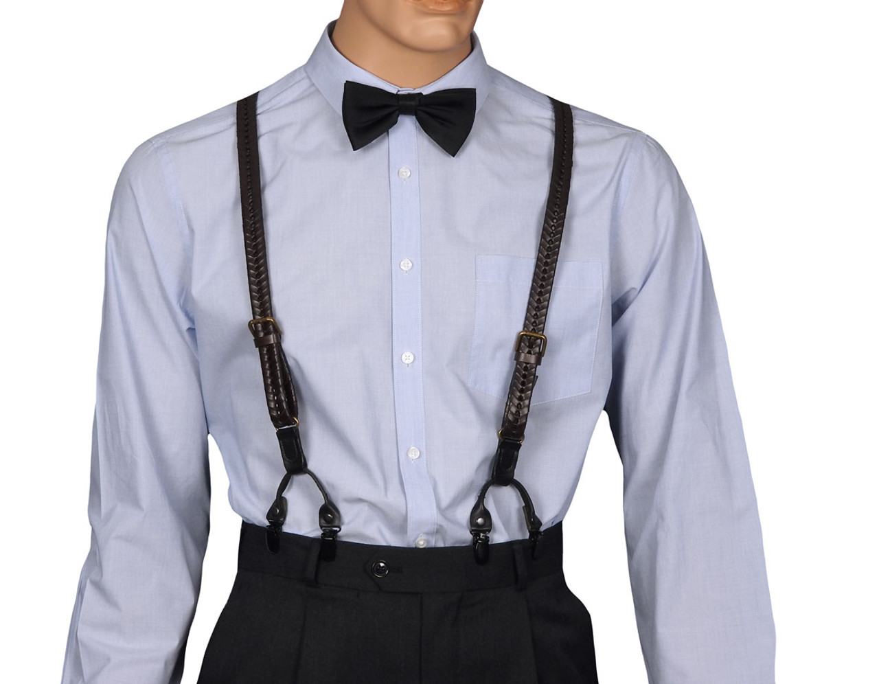 Buy Men Suspenders 3 Clips Genuine Leather Braces Y Back Heavy Duty Men  Braces Durable Wide Elastic Straps Braces for TrousersBeige Online at  desertcartINDIA