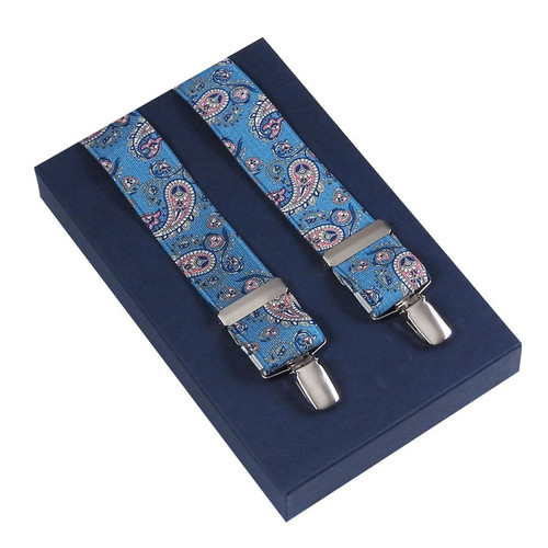 Men's Brucle Paisley Blue Silk Braces