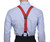 Red Striped Button On Braces Y Back