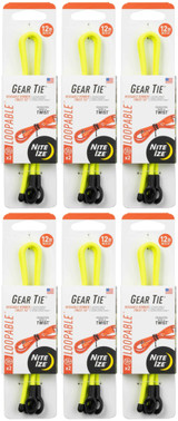 Nite Ize Gear Tie Loopable Twist Tie 12" - Neon Yellow (6 Pack)