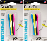 Nite Ize Gear Tie Cordable Twist Tie 3" Assorted (2 Pack of 4)