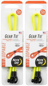 Nite Ize Gear Tie Loopable Twist Tie 12" - Neon Yellow (2 Pack)