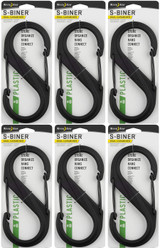 Nite Ize S-Biner Plastic Double Gated Carabiner #8 - Tactical Black (6-Pack)